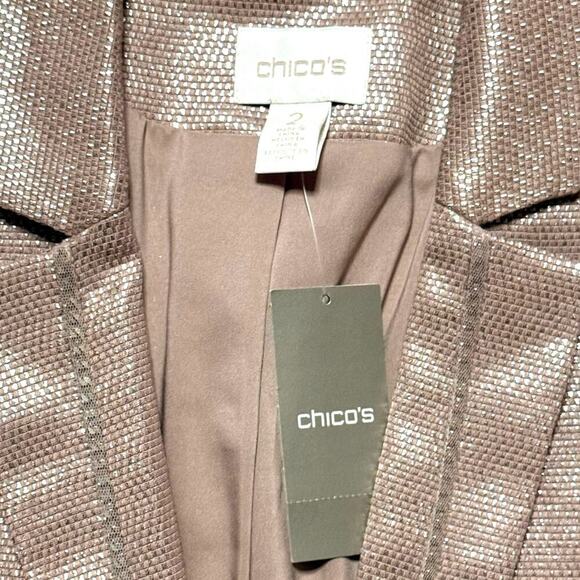 NWT Chico’s Glimmering Blazer Womens Blush Pink Metallic Sheen Jacket Sz 2 (12) - Picture 5 of 8